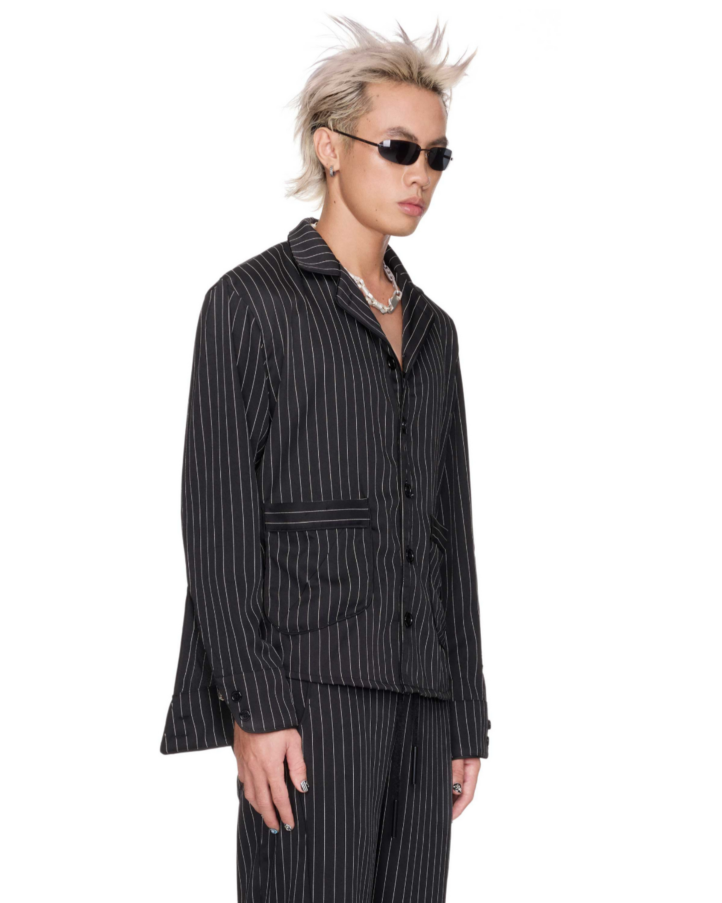 Black Stripes Boxy Pyjama Shirt