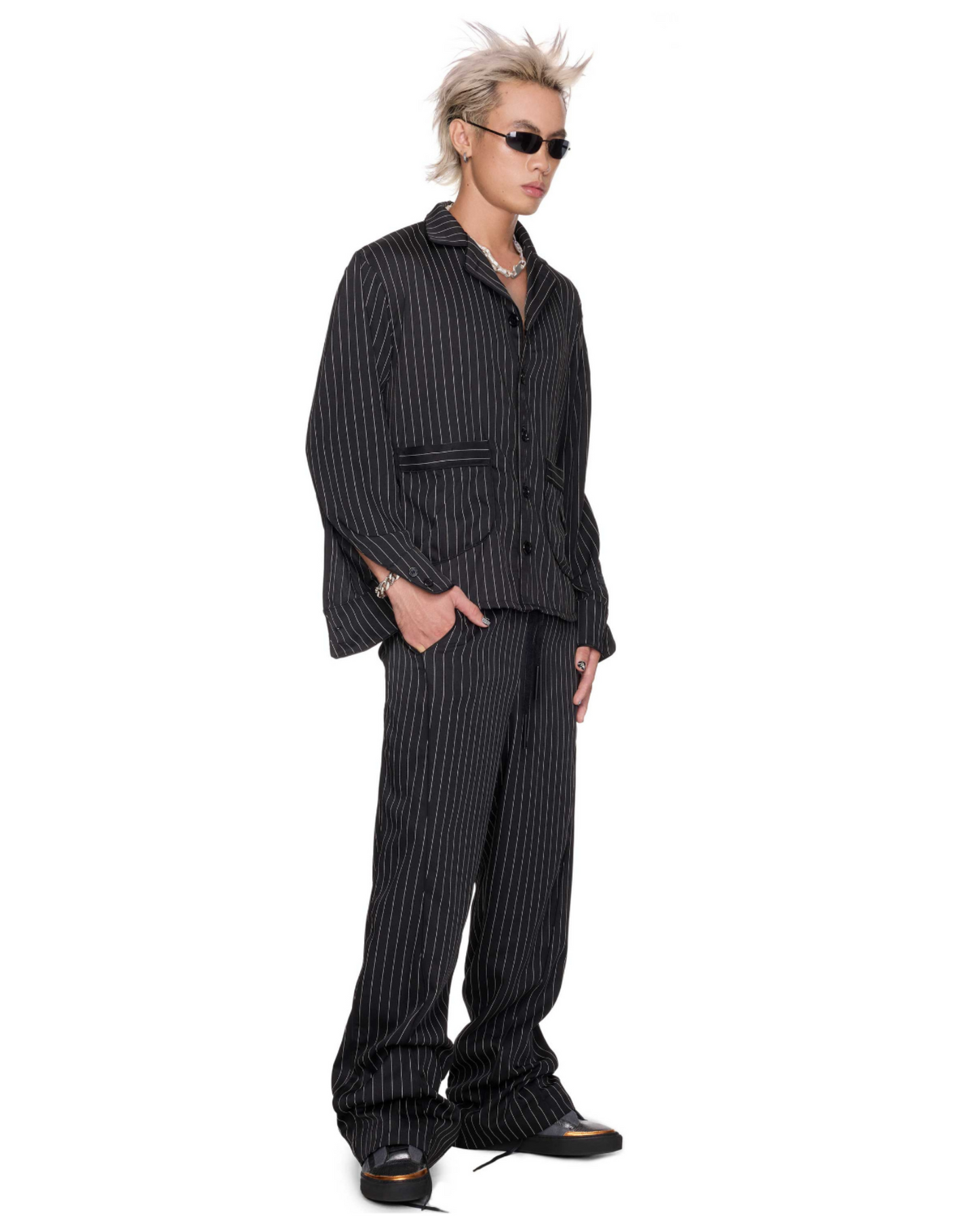 Black Stripes Boxy Pyjama Shirt