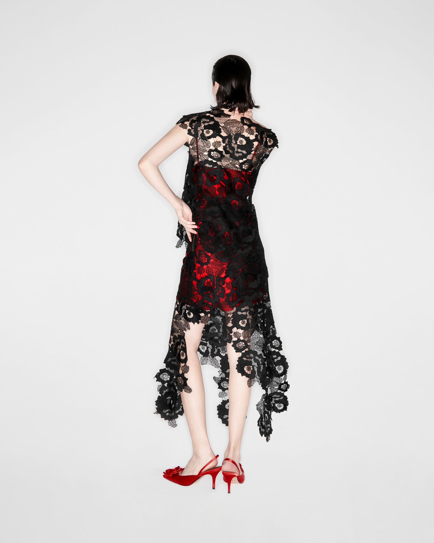 Black Forest Floral Lace Midi Dress