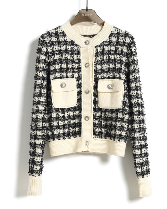 Chic Tweed Pocket Cardigan