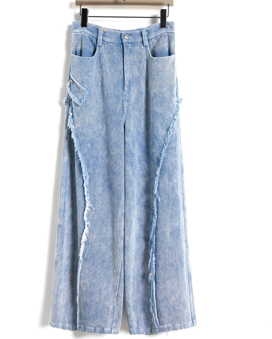 Frayed Edge Washed Denim Jeans