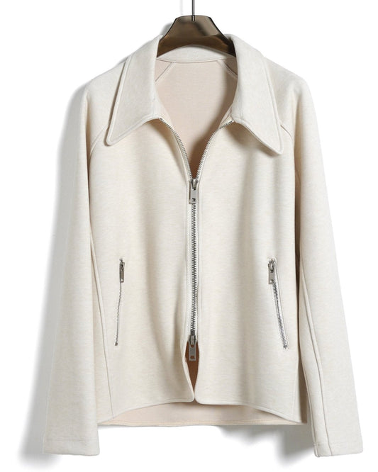 Soft Milk White Zipper Jacket