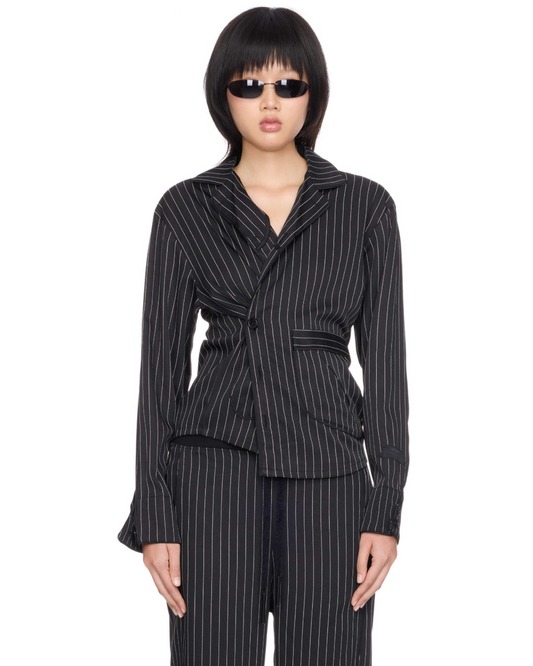 Black Stripes Boxy Pyjama Shirt