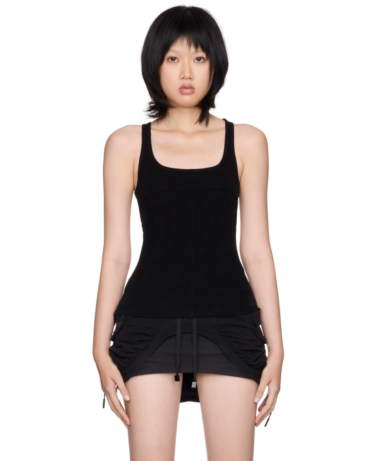 WMNS Beuter® Zip Up Black Tank Tops