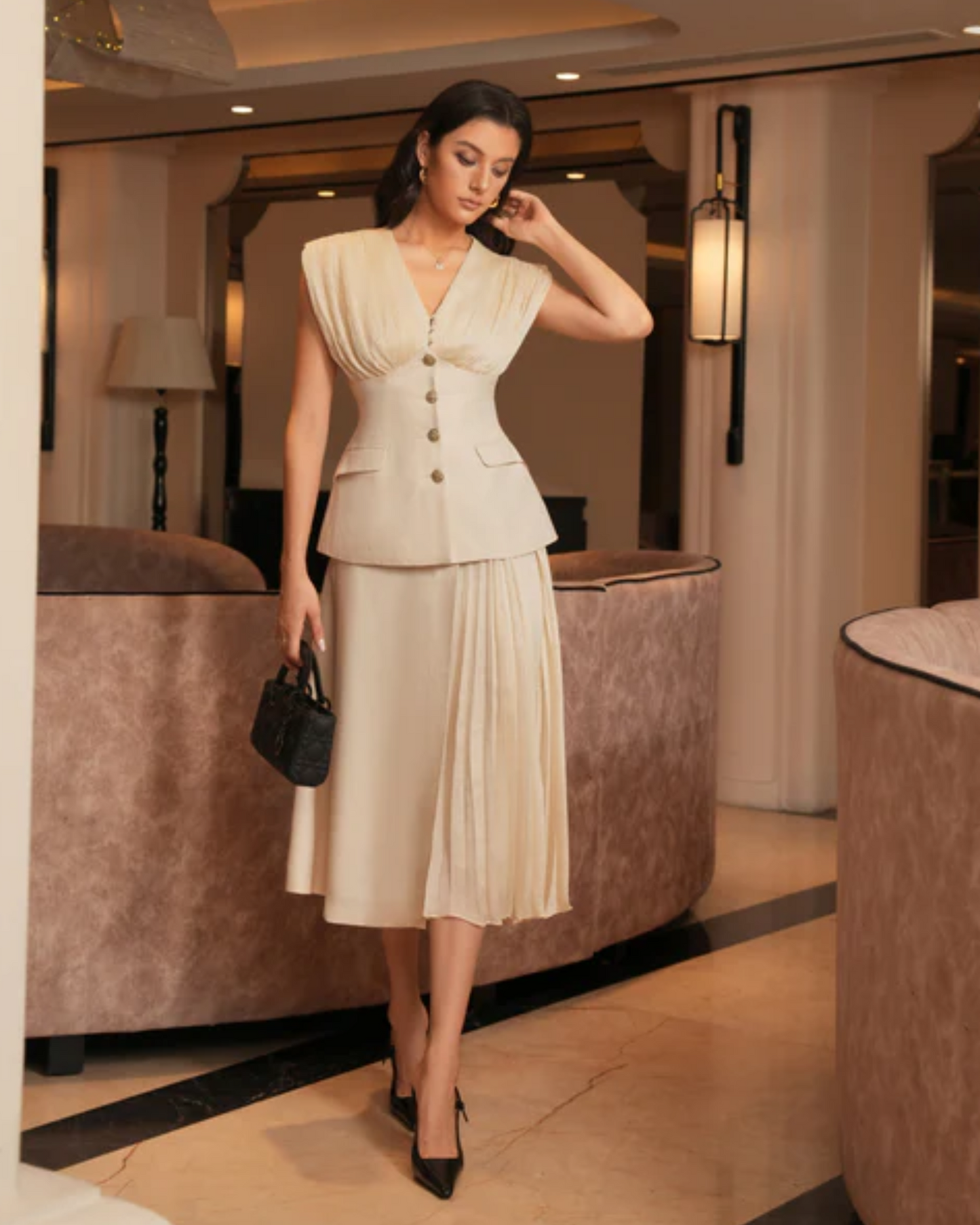 Pleated Straight Skirt