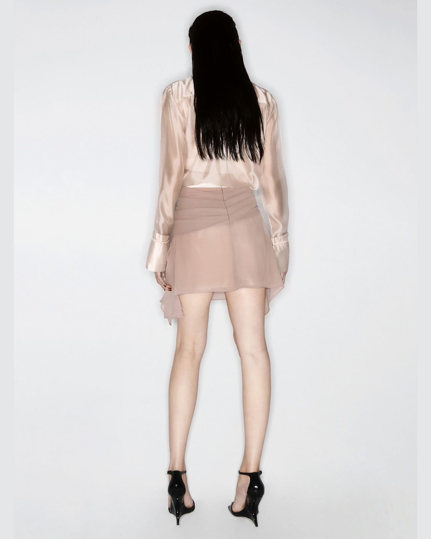 Beige Wrap Mini Skirt