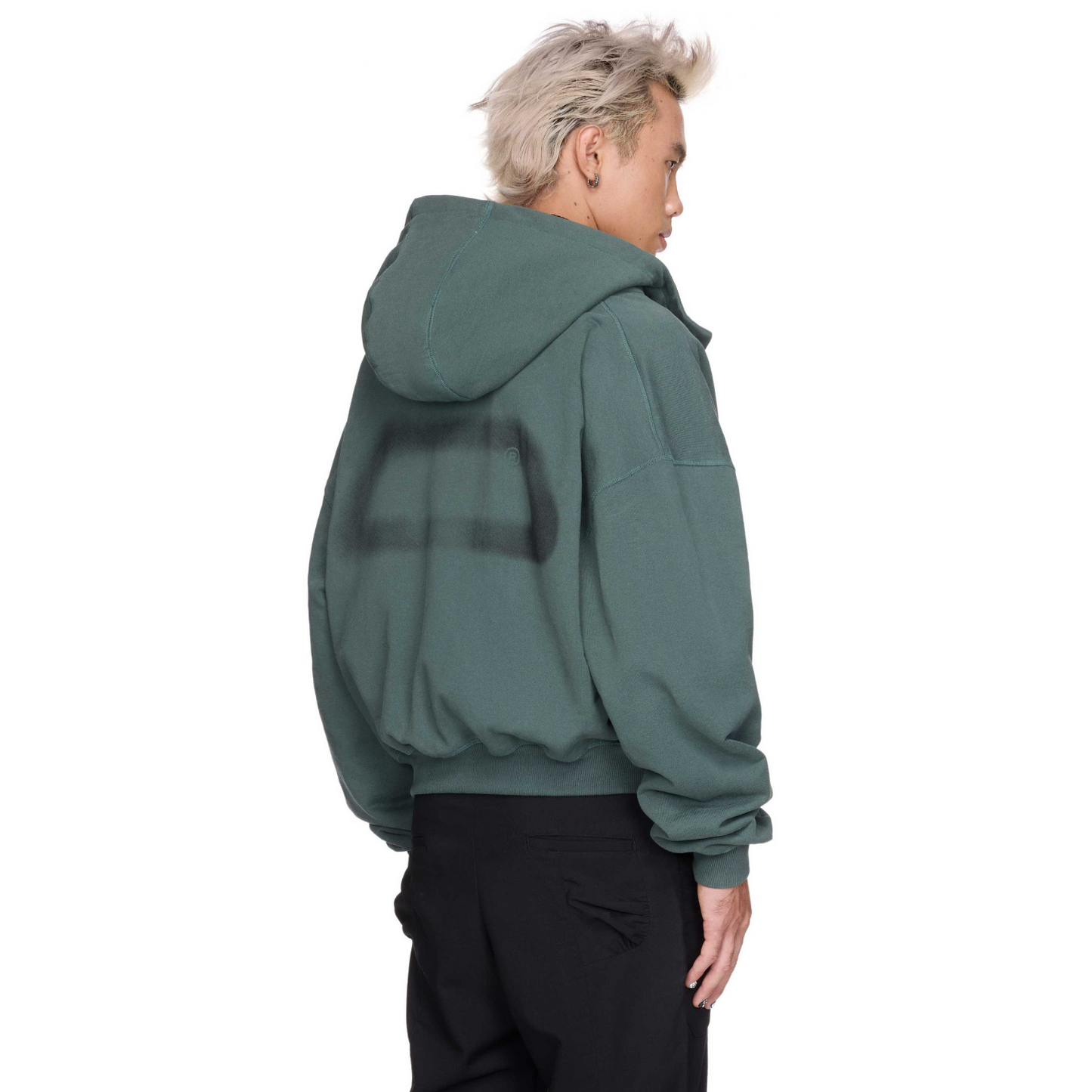 Midnight Green Boxy Zip Hoodie