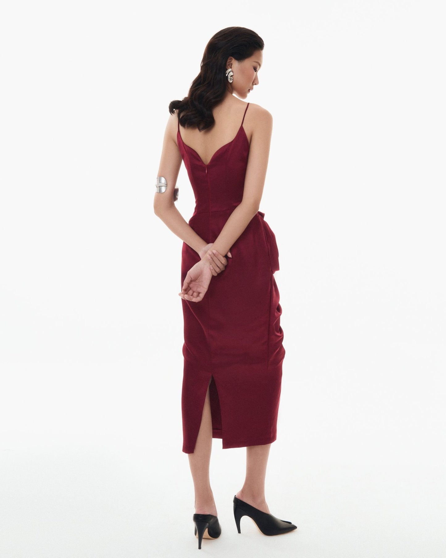 Velvet Peg-top Midi Dress